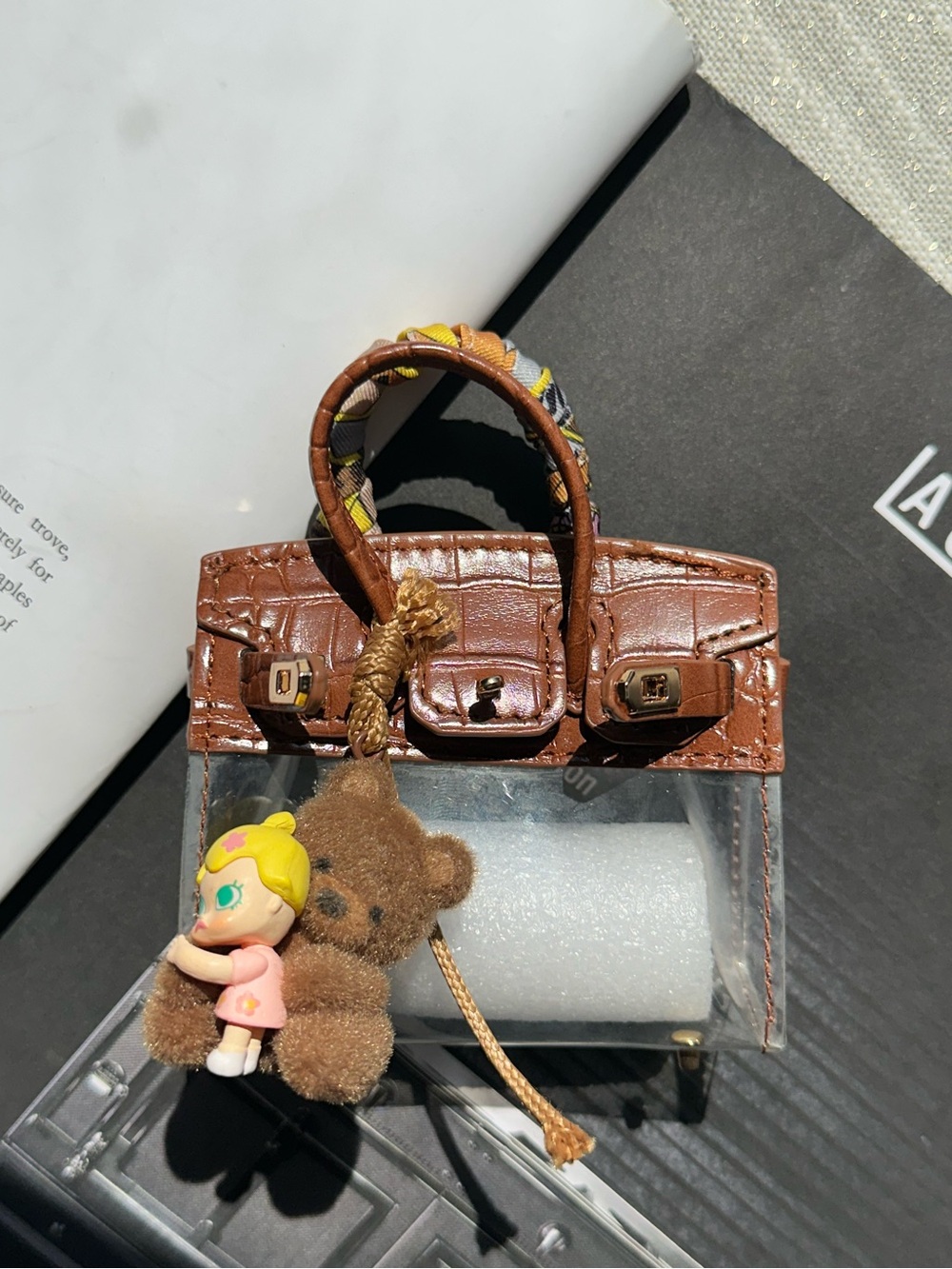Mini Brown Birkin AirPods H Bag Miniature with Doll